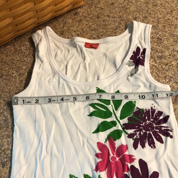 Esprit White Ribbed Floral Tank Top Small - Picture 6 of 13